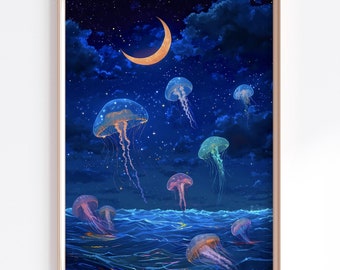 Danza delle gelatine al chiaro di luna, Arte di Stardew Valley, Decorazione murale di Stardew Valley, Stampa della gelatina Danza del chiaro di luna, Regalo di Stardew Valley