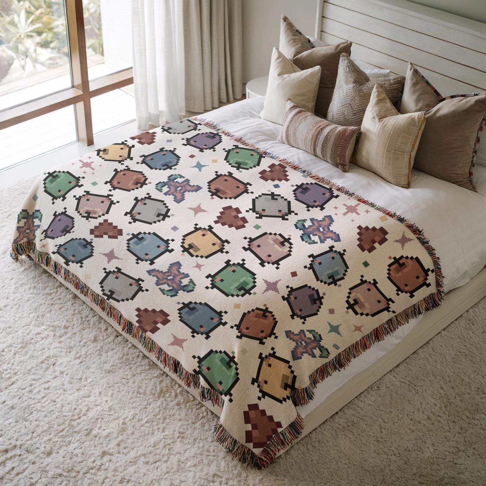 Stardew Valley Blanket, Stardew Blanket, Stardew Junimo Blanket, Stardew Cozy Woven Blanket, Cozy Gamer Gift - 60x80 inch