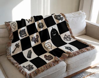 Stardew Valley Blanket, Stardew Blanket, Stardew Chicken, Woven Blanket, Cozy Gamer Gift