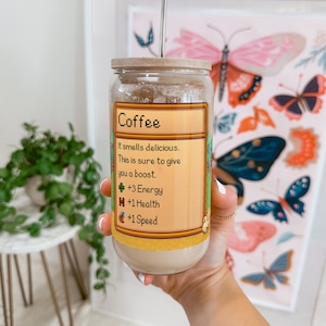 Stardew Valley Glass Cup With Straw, Stardew Valley Home Decor, Stardew Gift, Stardew Farmer, Stardew Valley Gift, Stardew Coffee