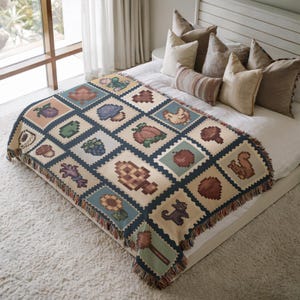 Stardew Valley Blanket, Stardew Blanket, Stardew Cozy Woven Blanket, Cozy Gamer Gift, Stardew Fall Decor, Spooky Season Gift
