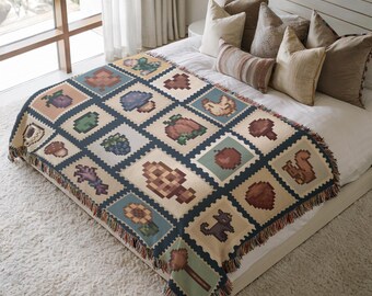 Stardew Valley Blanket, Stardew Blanket, Stardew Cozy Woven Blanket, Cozy Gamer Gift, Stardew Fall Decor, Spooky Season Gift
