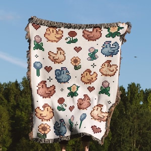 Stardew Valley Blanket, Stardew Blanket, Stardew Chicken, Stardew Valley Gift, Stardew Home Decor