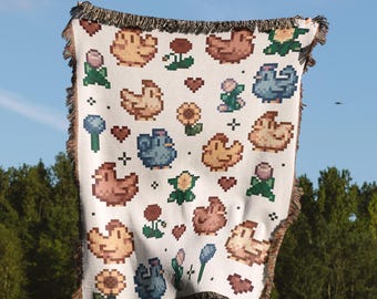 Stardew Valley Blanket, Stardew Blanket, Stardew Chicken, Stardew Valley Gift, Stardew Home Decor