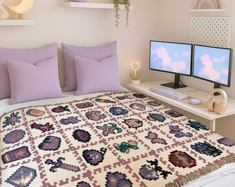 Manta de Stardew Valley, Manta de Stardew, Regalos de Stardew Valley, Regalo acogedor para gamers, Decoración morada para gamers