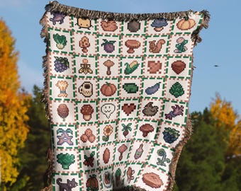 Stardew Valley Blanket, Stardew Blanket, Stardew Cozy Woven Blanket, Cozy Gamer Gift, Stardew Fall Decor, Spooky Season Gift