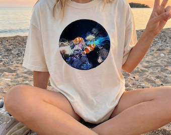 Frutiger Aero T-Shirt, YK2 Fashion, Aquarium T-shirt, Early 2000s Fashion, 2000s aesthetic, 2000s Nostalgia, Clownfish T-shirt