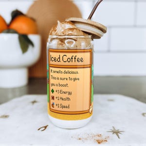 Stardew Valley Glass Cup With Straw, Stardew Valley Home Decor, Stardew Gift, Stardew Farmer, Stardew Valley Gift, Stardew Coffee