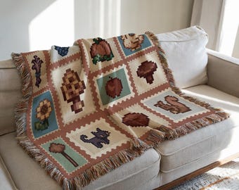 Stardew Valley Blanket, Stardew Blanket, Stardew Cozy Woven Blanket, Cozy Gamer Gift, Stardew Fall Decor, Spooky Season Gift