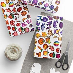 Papier do pakowania Stardew Valley, Papier do pakowania prezentów Stardew Valley, Urodziny Stardew Valley, Przytulny prezent dla gracza, Prezent Stardew zdjęcie 2