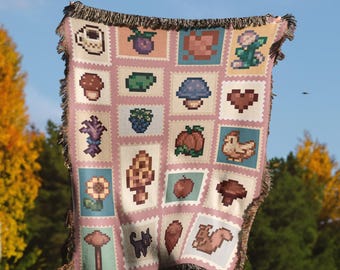 Stardew Valley Blanket, Stardew Blanket, Stardew Cozy Woven Blanket, Cozy Gamer Gift, Stardew Fall Decor, Spooky Season Gift