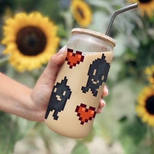 Stardew Valley Glass Sipper Cup, Krobus Stardew Valley, Stardew Gift, Cozy Gamer Gift, Stardew Valley Gift