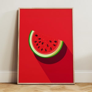 Watermelon Print, Watermelon Illustration, Watermelon Wall Art Print, Printable Kitchen Wall Art, Modern Fruit Digital Print -1
