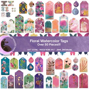 Just Colourful Tags: meer dan 50 op de natuur geïnspireerde, mixed media printables. Voor junkjournaling, collage, knutselen en cadeaukaartjes.