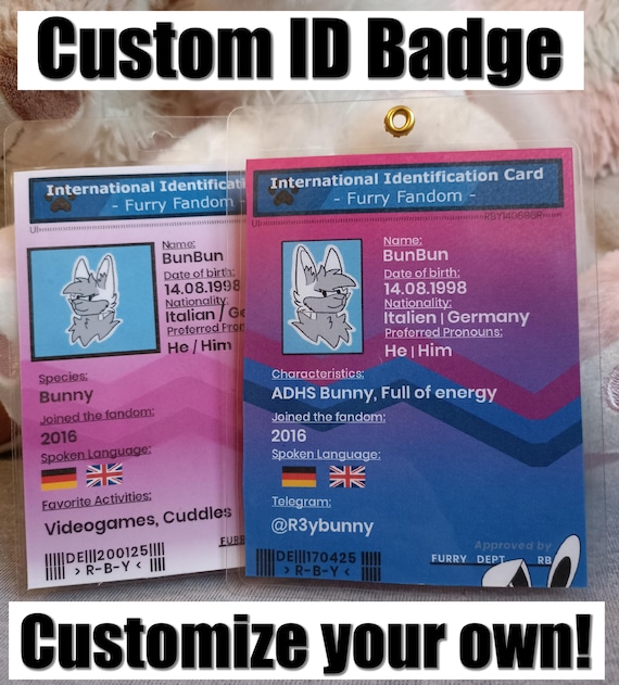 Personalized Furry ID Card | Laminated, Optionally With NFC Tag And/or  Lanyard | for Meetups, Conventions and Fursuit Walks - Etsy