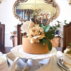 Helene Fake Cake Food Prop - Dark Caramel with Beige and Cream Silk Flowers