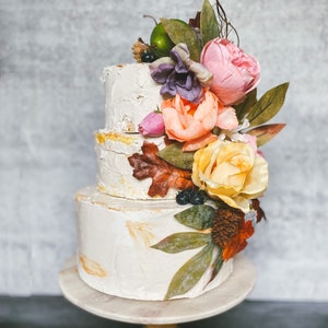 Rustic Floral 3 Tier Fake Wedding Cake Realistic Food Prop