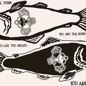 Black & White Fish Illustration – Nautical Digital Art Print, Modern Minimalist Wall Decor, Ocean-Inspired Printable Artwork