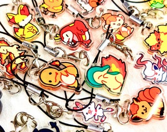vuurtype Pokes Phone Charm mini-sleutelhanger