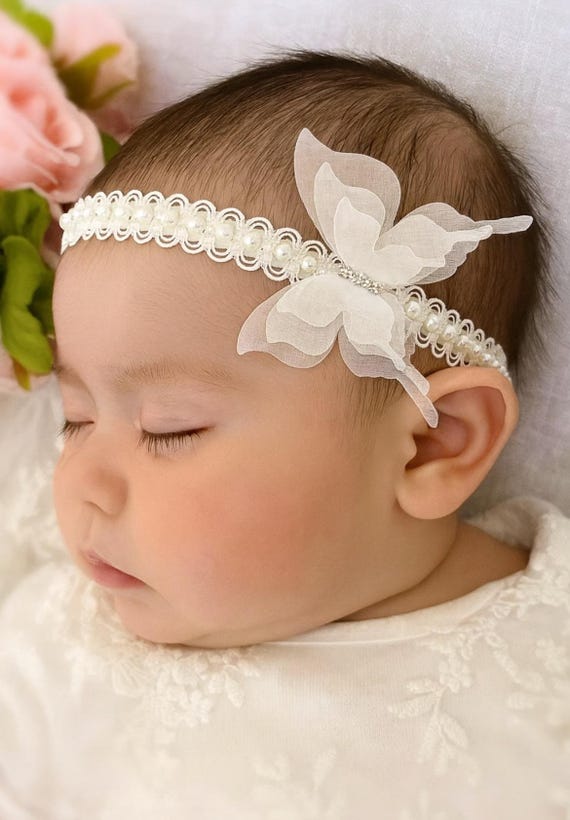 Handmade Beautiful Headband White Butterfly NEW White butterfly for a girl main image 2
