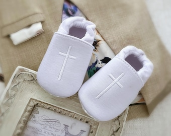 Weiße Baumwolle Baby Jungen Booties : Schuhe zur Taufe und Hingabe zur Taufe