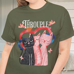 Throuple Polyamory Symbol Cats Unisex Tee, T-Shirt for Three Person Relationship, Poly Anniversary Gift, LGBTQ Pride, Non-Monogamous