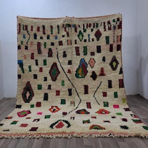 Beni ourain rug- Authentic Moroccan Rug- Custom Beni Ourain rug- Beni Rug- Large Moroccan Rug- White& Black Rug- Custom rug