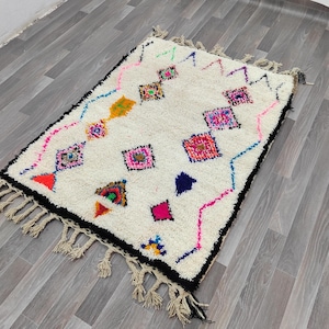 Beni ourain rug- Authentic Moroccan Rug- Custom Beni Ourain rug- Beni Rug- Large Moroccan Rug- White& Black Rug- Custom rug