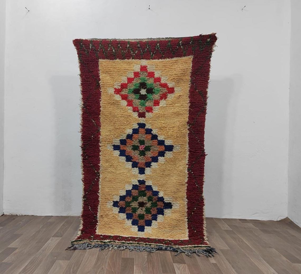 Grand Tapis Berbère Marocain Vintage – 5,5x9,5 Ft – Laine Tissée Main – Années 70