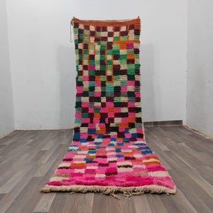 Checkered Moroccan Rug,Beni Ourain rug,Moroccan Rug,Wool Rug, Moroccan Handmade rug,Checkered runner rug, Colorful Checkered Rug,Custom rug