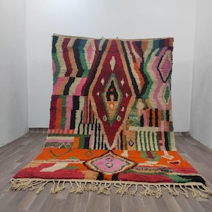 Custom Fabulous Boujad Rug, Authentic Moroccan Rug, Azilal rug, Abstract Multicolored Carpet, Handmade Moroccan Rug, Bohemian rug