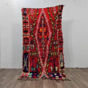 Vintage Moroccan Rug Runner - Red, 110x215 cm