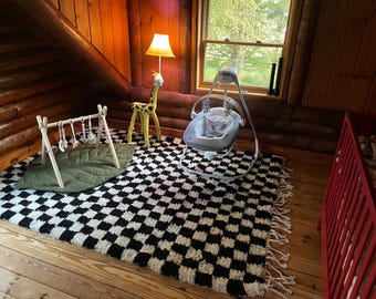 Moroccan rug white and Black, Wool Handmade Rug, Black and White Rug, Custom White and Black Rug, Moroccan area rug, Black Berber rug