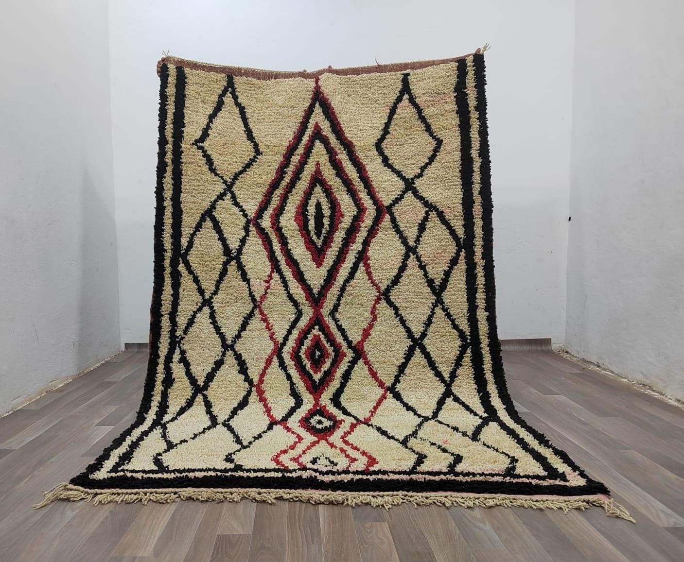 Moroccan rug striped design - Beni ourain rug minimalist - Handmade berber rug - Custom size rug - Wool area rug - Living room rug
