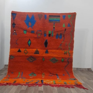 Custom Moroccan Orange Rug - Authentic Moroccan rug - Berber Carpet - Genuine Wool Rug - Handmade Rug - Orange Wool Rugs