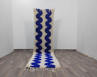 Vintage moroccan runner rug - Blue runner rug moroccan - berber Blue runner rug - Vintage Morocco Runner