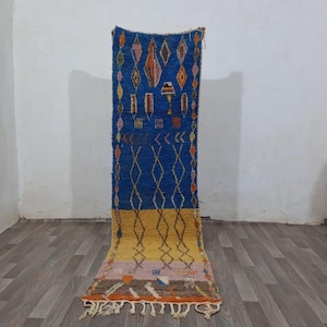 Moroccan rug runner blue handmade runner rug pattern rug runner morocan woven runner carpet blue