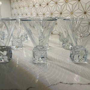 Vintage Martini Glasses Set of 10 – Ice Cube Base – Mid-Century Modern Barware