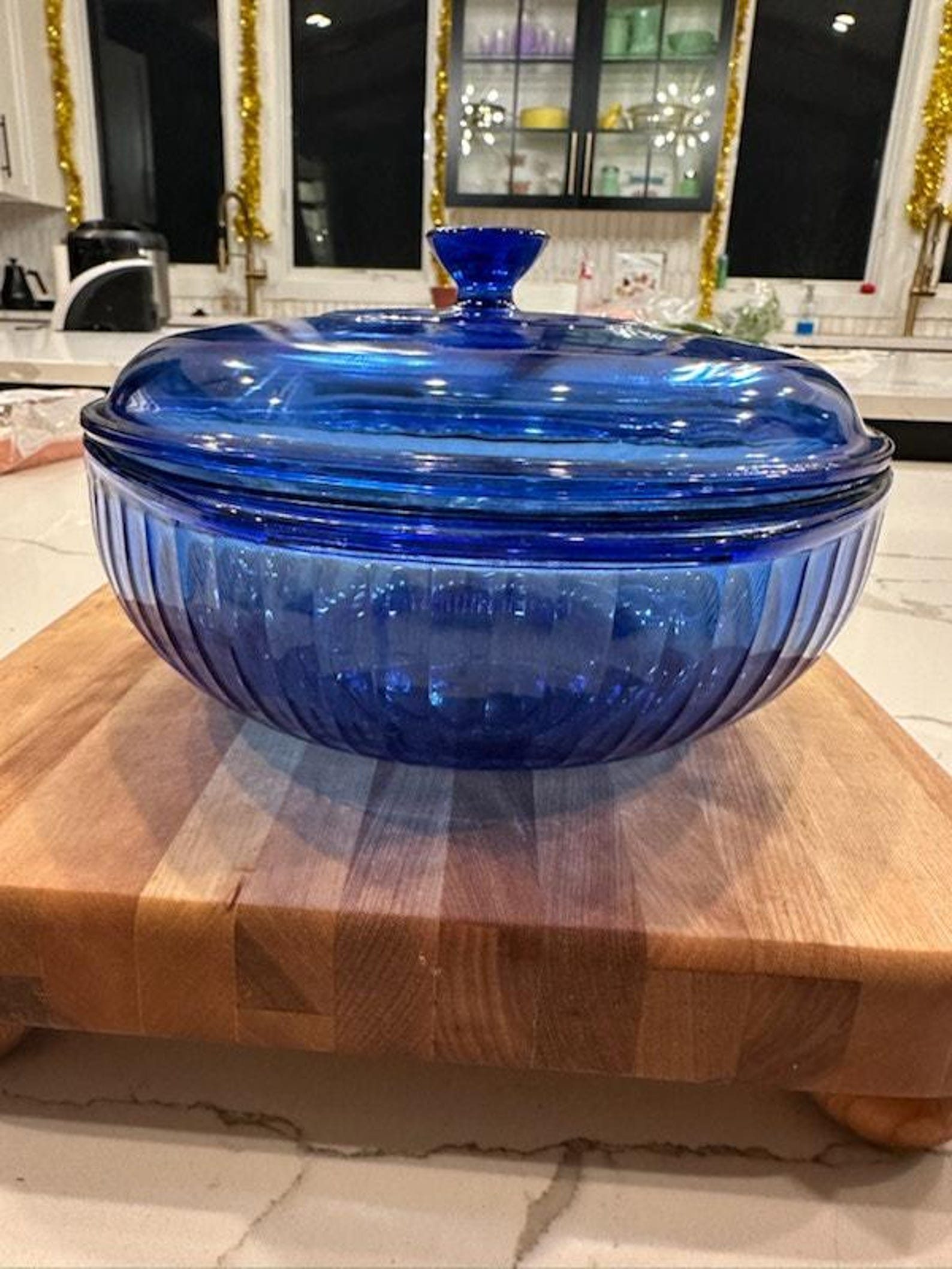 Vintage Cobalt Blue Pyrex 2-quart Round Casserole With Lid – Ribbed ...