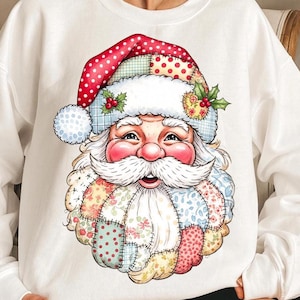 Patchwork Weihnachtsmann PNG, Retro Weihnachten (Digitaler Download)