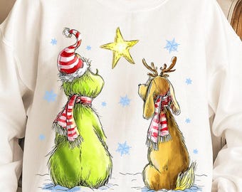 Retro Grinc png, Hand Drawn Christmas Characters png, Preppy Christmas 2025 png, Christmas Movie png, Vintage Christmas, Sublimation design