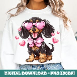 Dackel Hund, Dackel Png, rosa Liebe Welpen Clipart für Handwerker, Valentinstag Hundemama Png, Weiner Hund Png zur Liebe