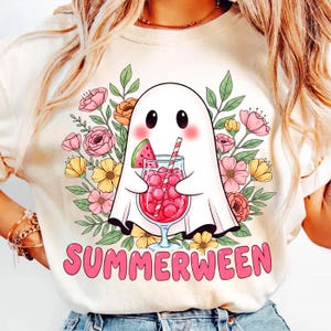 Retro Ghost Summer Halloween PNG: Spooky Season Digital Download