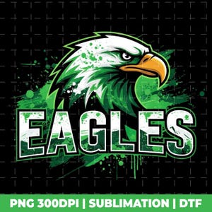 Eagles maskot PNG, fotbollsfanskjortadesign, Eagles-skjorta PNG (digital nedladdning)