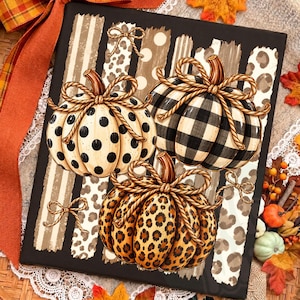 Preppy Leopard Pumpkin PNG, Stitched Leopard Checkered Pumpkin Design, Preppy Autumn Sublimation, Trendy Dot Fall Shirt Graphic