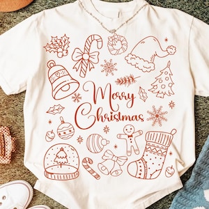 Merry Christmas Png, Merry and Bright Christmas Hand Drawn Png, Boho Christmas Sublimation, Coquette Christmas Png, Girly Christmas Tree Png