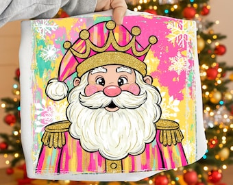 Brushstroke Glitter Santa PNG, Preppy Christmas (Digital Download)