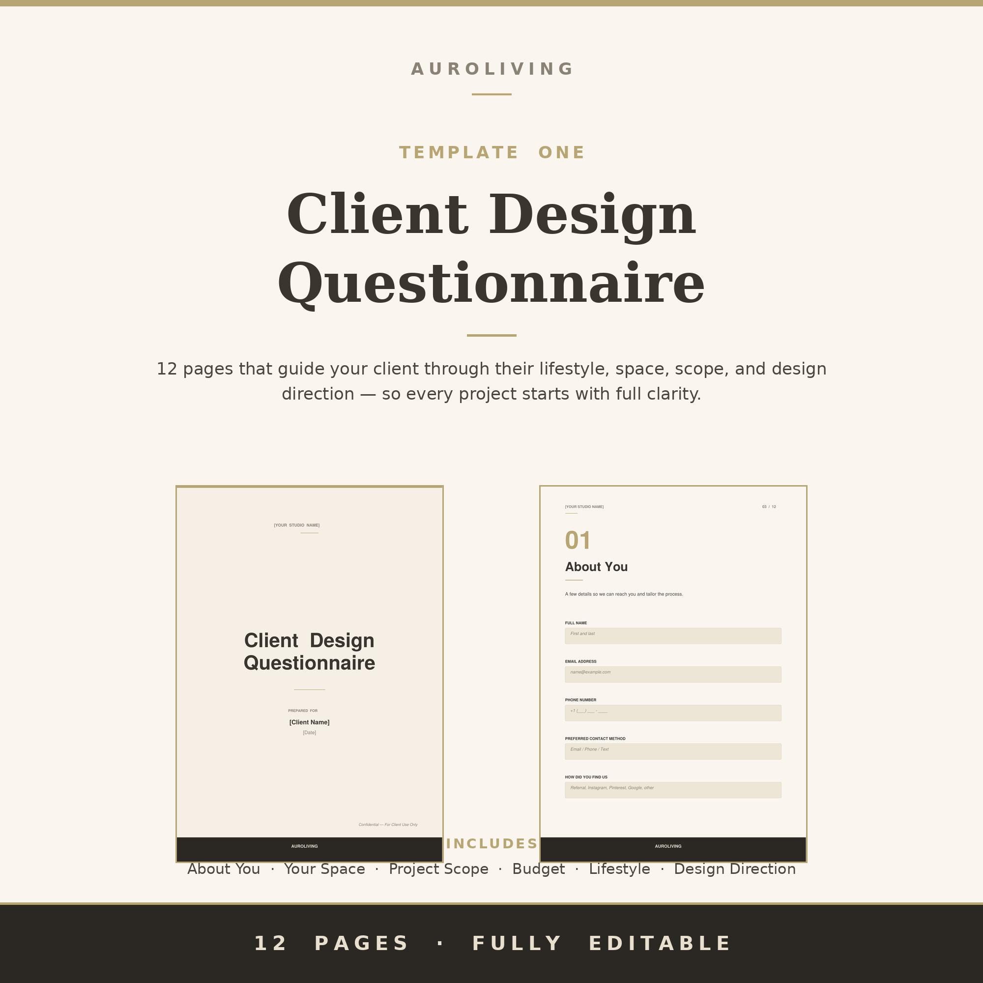 Interior Designer Client Questionnaire & Design Fee Proposal Bundle ...