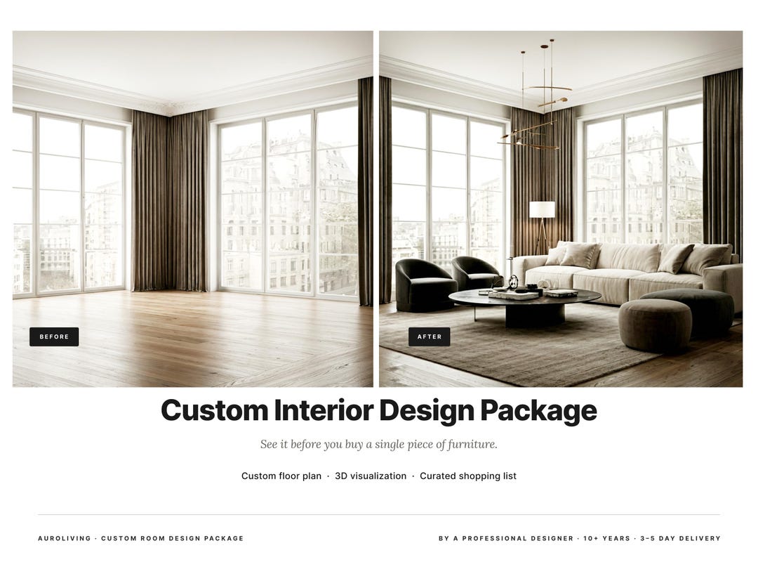 Custom Living Room Design Package | 2D Floor Plan, 3D Room ...