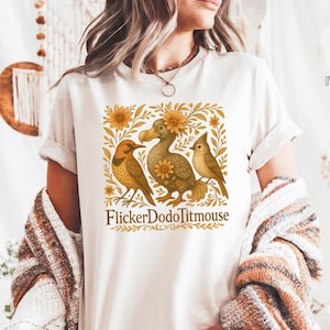 Comfort Colors® FDT Bird Shirt, Flicker Dodo Titmouse Subtle Fck Trump Shirt, Gift for Democrat, Anti Maga Progressive Liberal Flower Tee